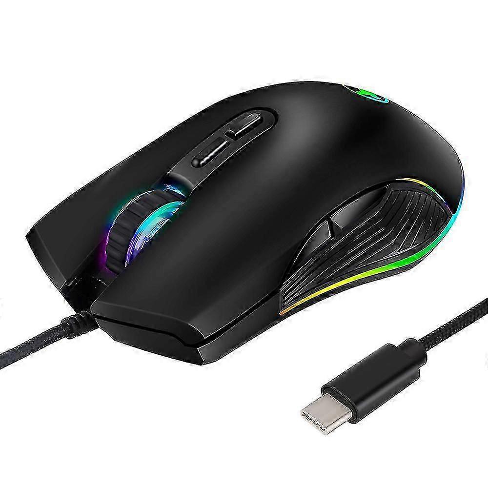 USB C Mouse Type C Ergonomic Wired Mouse RGB Gaming Mouse