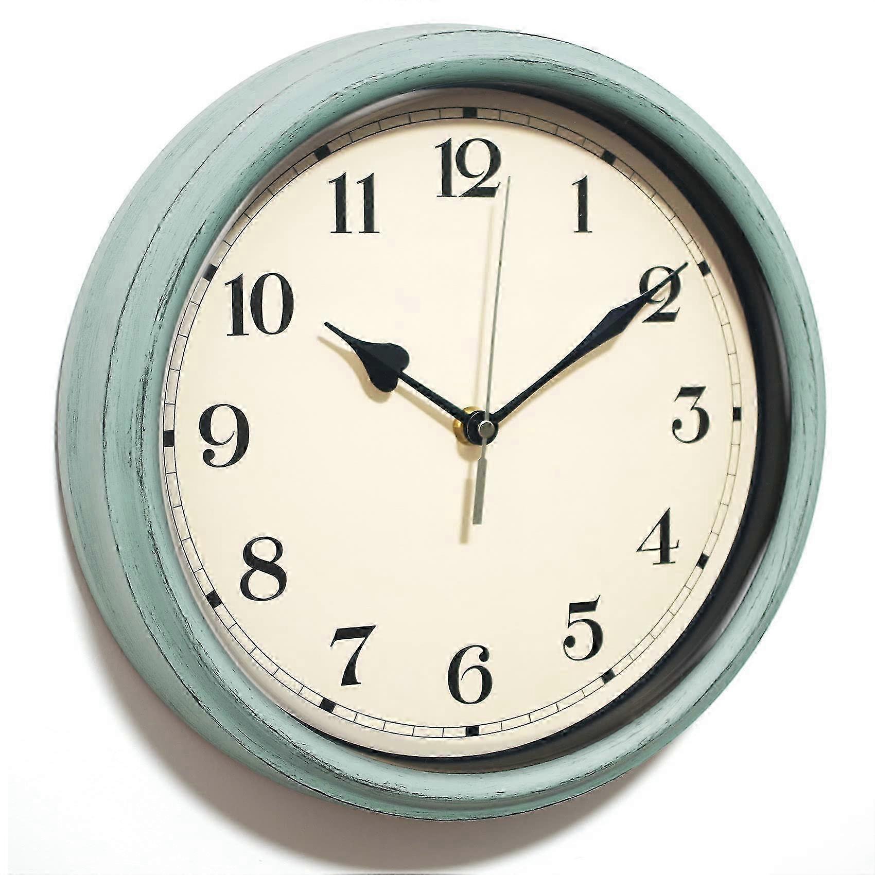 Rustic Wall Clock,11 Inch Country Style Silent Clock(Blue)