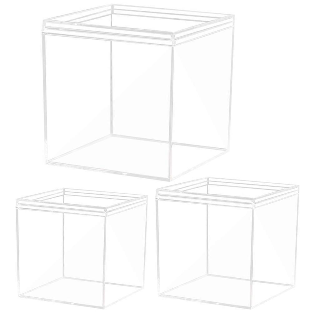 Display Case Transparent Square Cube Organizer for Display Use 3Pcs