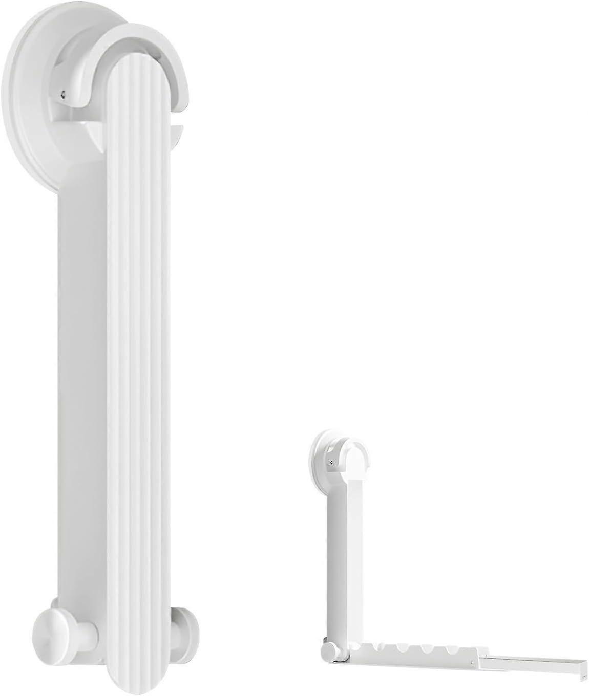 Foldable Clothes Drying Rack with Suction Cup, Wall-Mounted Clothes Drying Rod