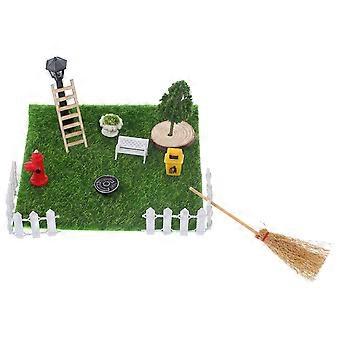 1 uppsättning dockhus miniatyrmodeller grönska prydnader mini innergård scen layoutmodeller