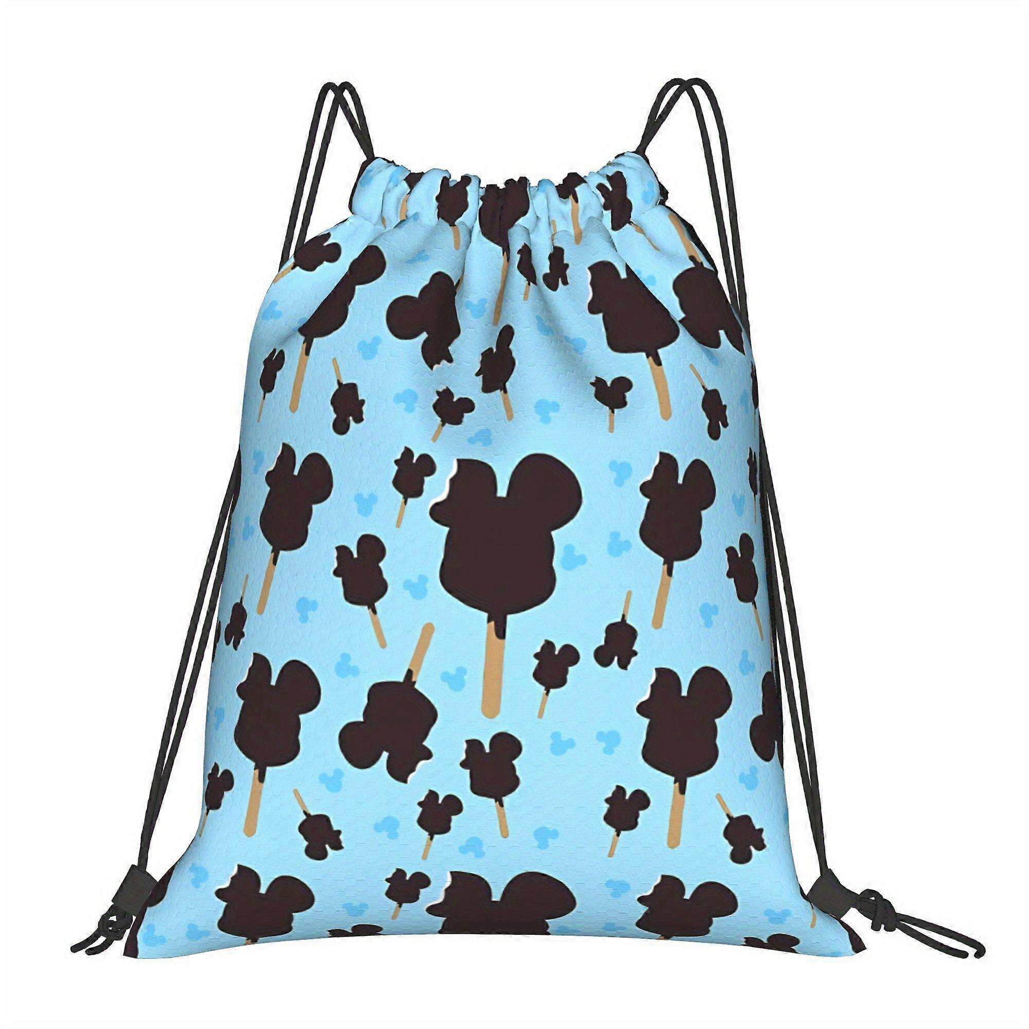 2D Flat Drawstring Bag, Mouse Head Ice Cream Drawstring Bag Backpack-Cqazw