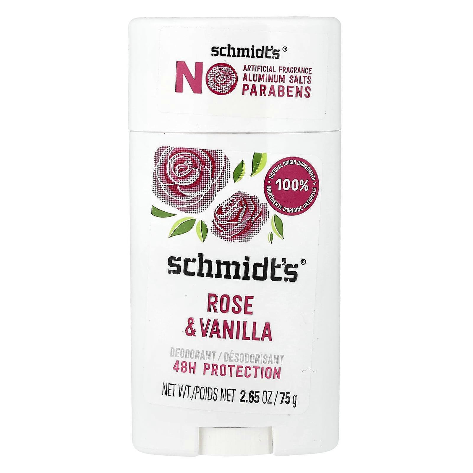 Schmidt's, Deodorant, Rose & Vanilla, 2.65 oz (75 g), 2-Pack