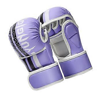 Boxing Gloves for Adult Men Women Adjustable PU Leather Kickboxing Training Gloves With Foam Lining for Punching Bag  purpleblack