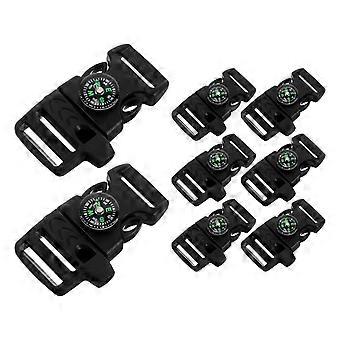 8pcs Paracord Whistle Buckles 20mm I.D - Plastic Side Release Emergency Survival Utility Buckles for Outdoor Adventure Hiking Camping Travel