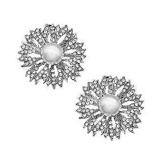 1 Pair Rhinestone Decor Pearl Shoe Buckles Girl Shoes DIY Ornaments Shoes Decors