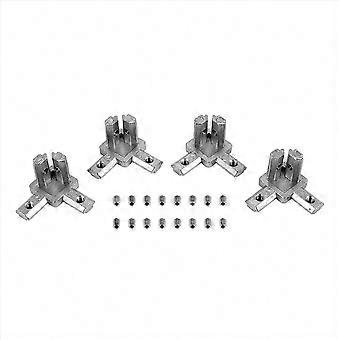 4Pc 2020 Series 3 Way End Corner Bracket Connector for European Standard 6mm T Slot 20 x 20mm Aluminum