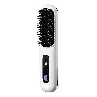 LCD USB Charging Heating Curling Power Comb Hair Straightener Wireless Portable Portable Hair Strai