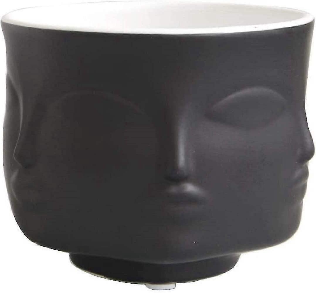 Small Black Ceramic Flowerpot For Interior Decoration