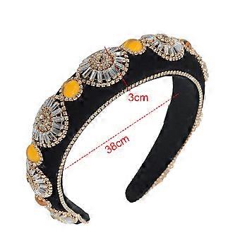 Fasce in cristallo strass per donne fasce per perle bianche per ragazze Fascia imbottita per gioielli in velluto nero Catena per capelli