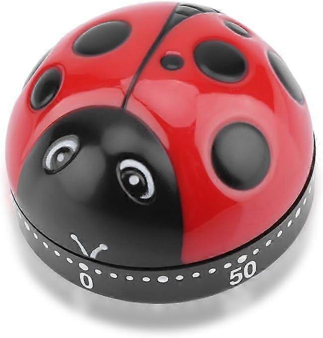 6x6x4cm Mechanical Kitchen Timer 60 Minute Ladybug Shape Manually Adjustable Novelty Kitchen Timer Reusable Countdown Timer for Cooking Baking Learnin