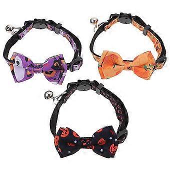 Halloween Pet Collars with Bell, 3Pcs, Adjustable for Small Cats Dogs