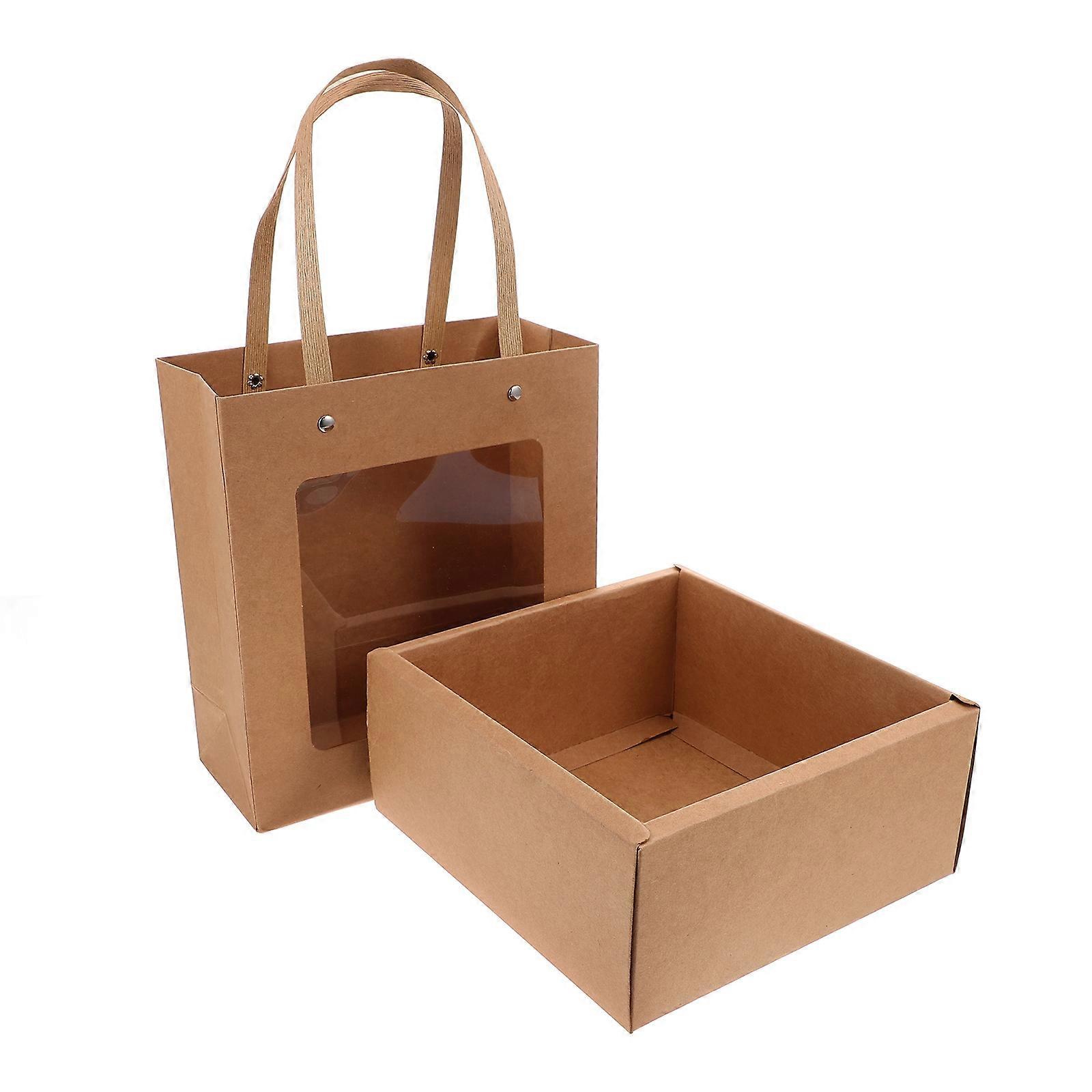 Rectangle Kraft Paper Window Boxes for Storage Use Brown Drawer