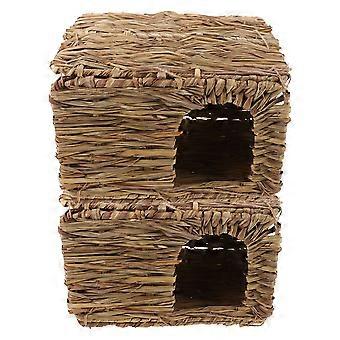 2er-Set faltbares Grashaus für Kleintiere, Meerschweinchen, Kaninchen, drinnen und draußen, Kaninchenversteck, Grasbett
