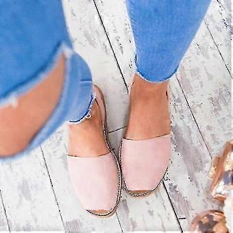 Damen Menorquinische flache Sandalen Zehenpumps flache Freizeitschuhe