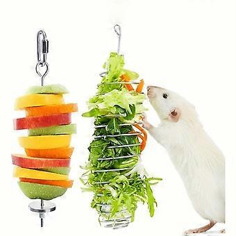 Fruit and Vegetable Foraging Hanging Toy for Hamsters and Birds, Slow-Paced Puzzle Feeder for Cages, Includes 2 Toys, No Battery Needed