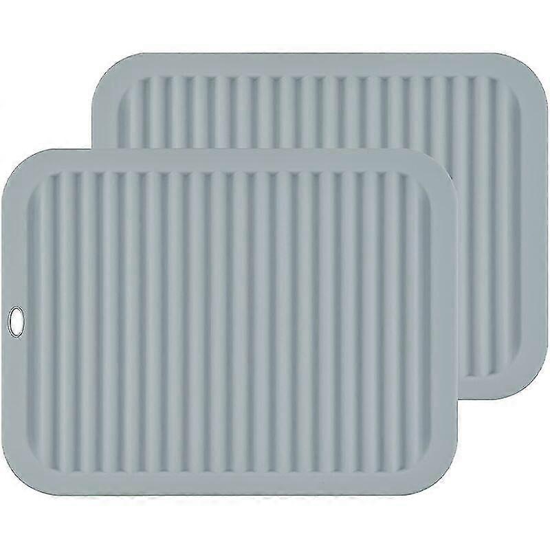 Set of 2 Large Versatile Silicone Trivets and Pot Holders - Rectangular - Light Gray