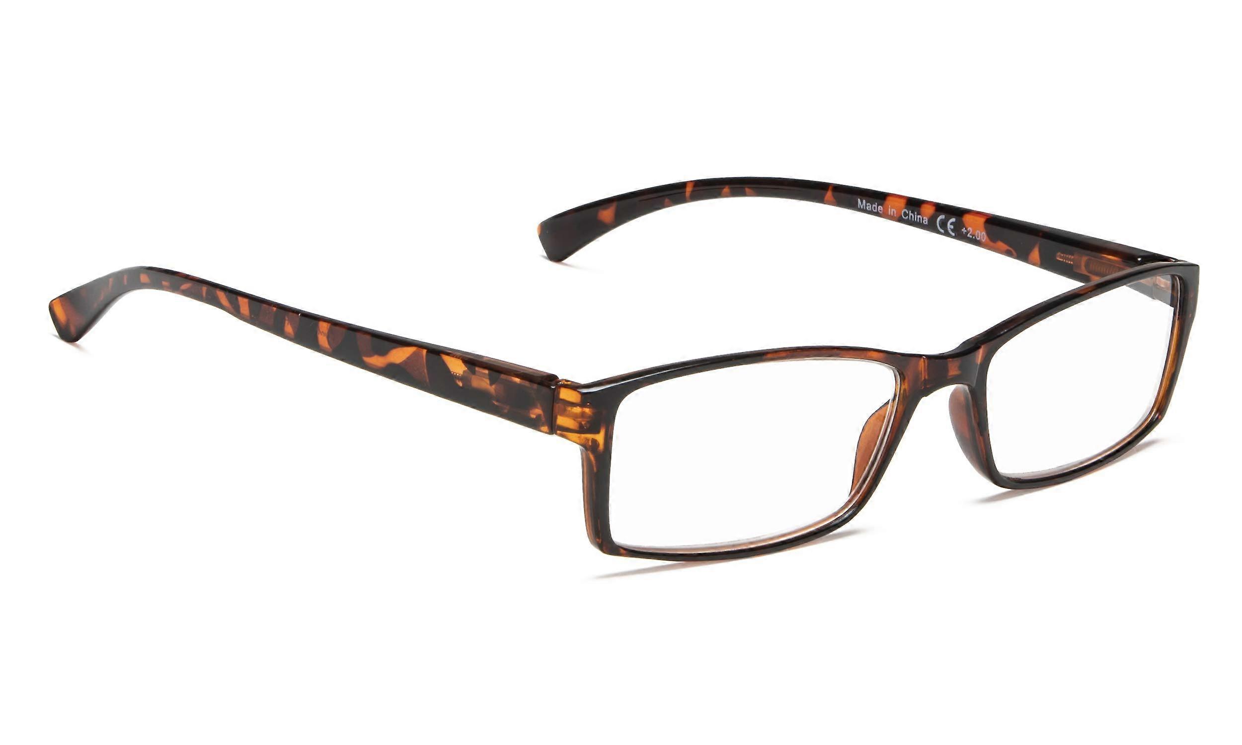 Tortoise Reading Glasses 2.75 Magnification Rectangular Unisex Frame for Clear Close Work