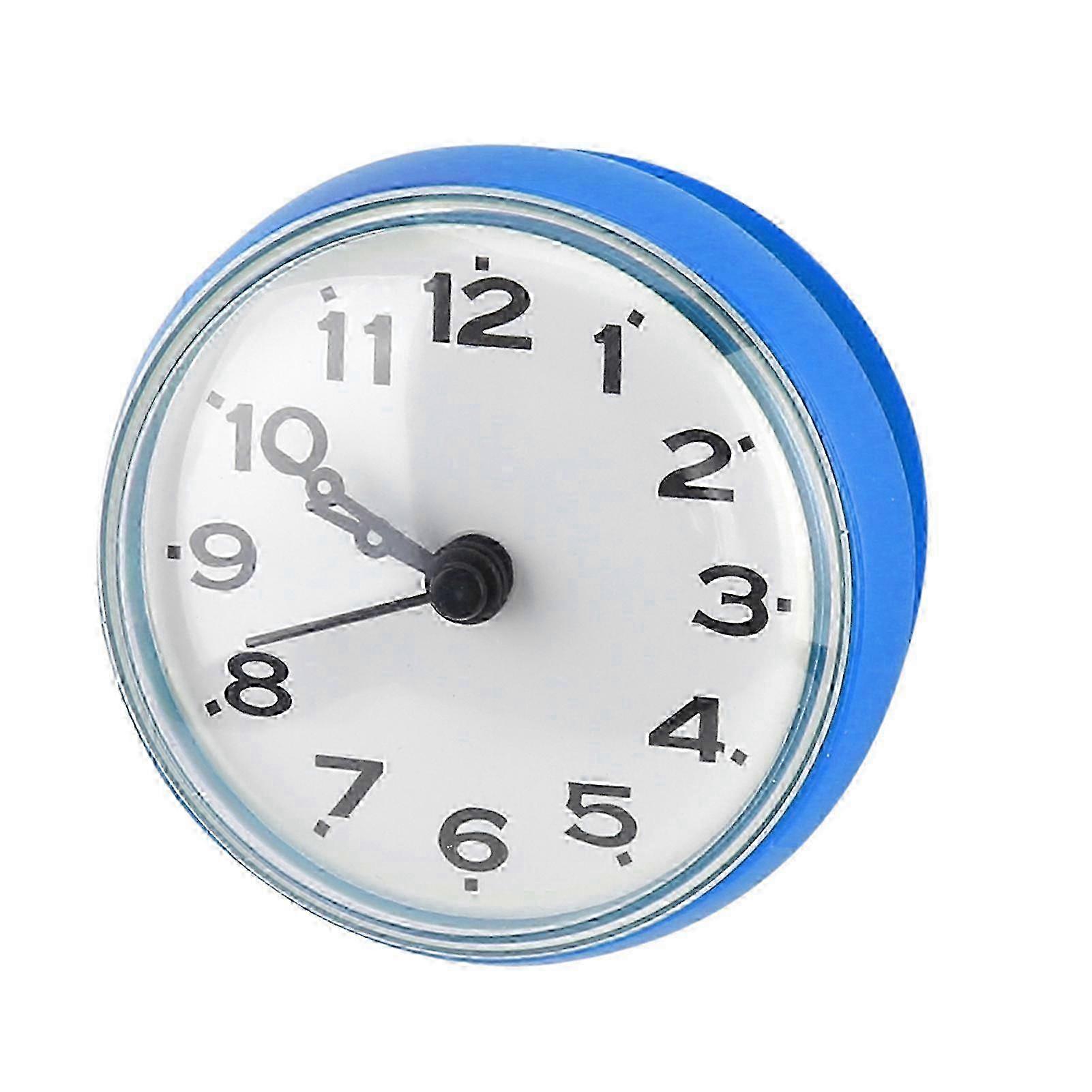 Waterproof Suction Wall Window Mirror Bath Shower Clock Bathroom Accessories Blue