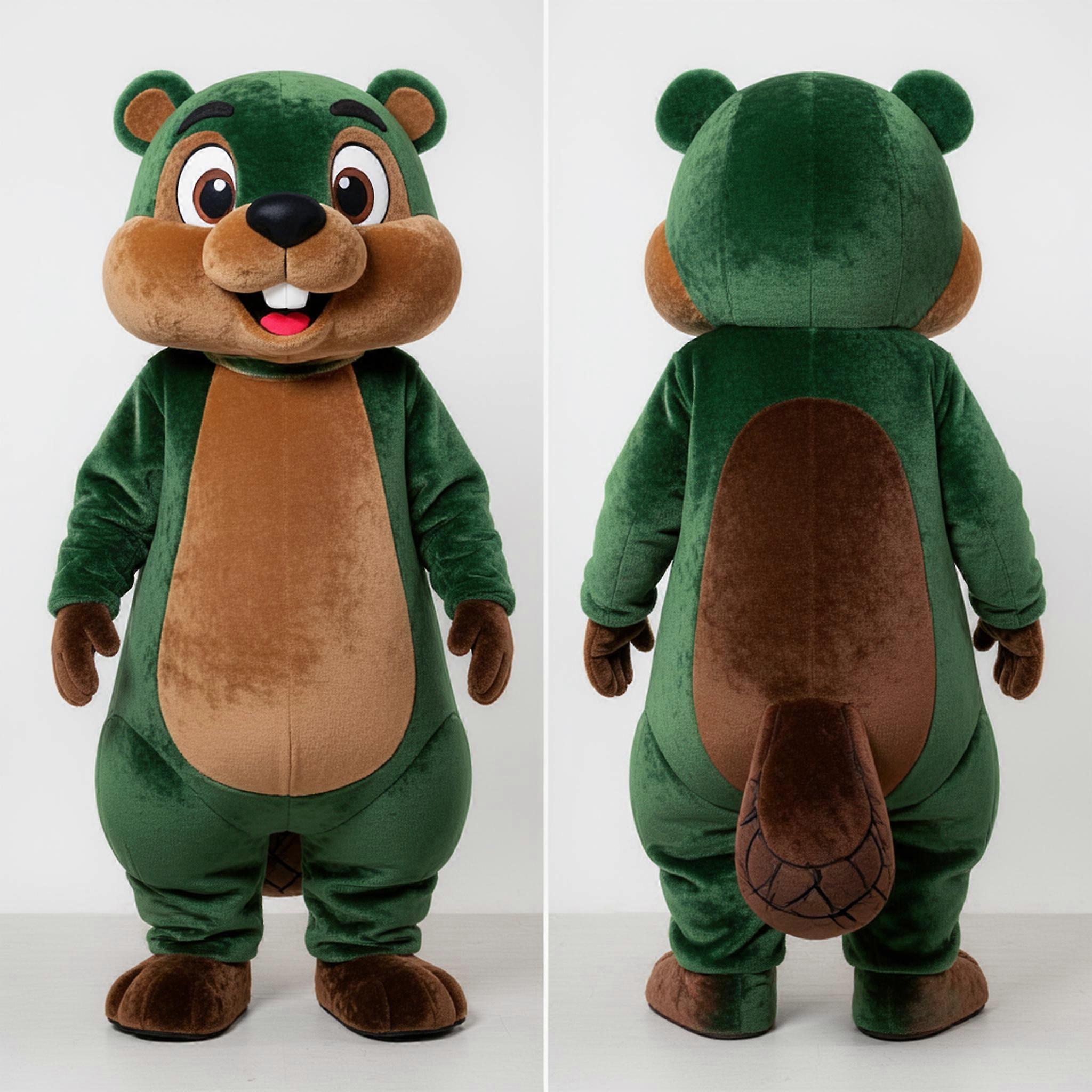 MASTICOT Forest Green Friendly Beaver Mascot