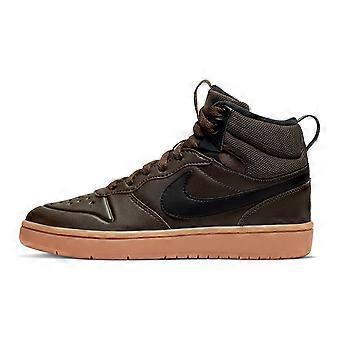 Nike Fly By Mid 2 Leather Slip Resistant Cushioning Abrasion Resistant Mid top Skateboard Shoes Dark Brown Unisex BQ5440-200
