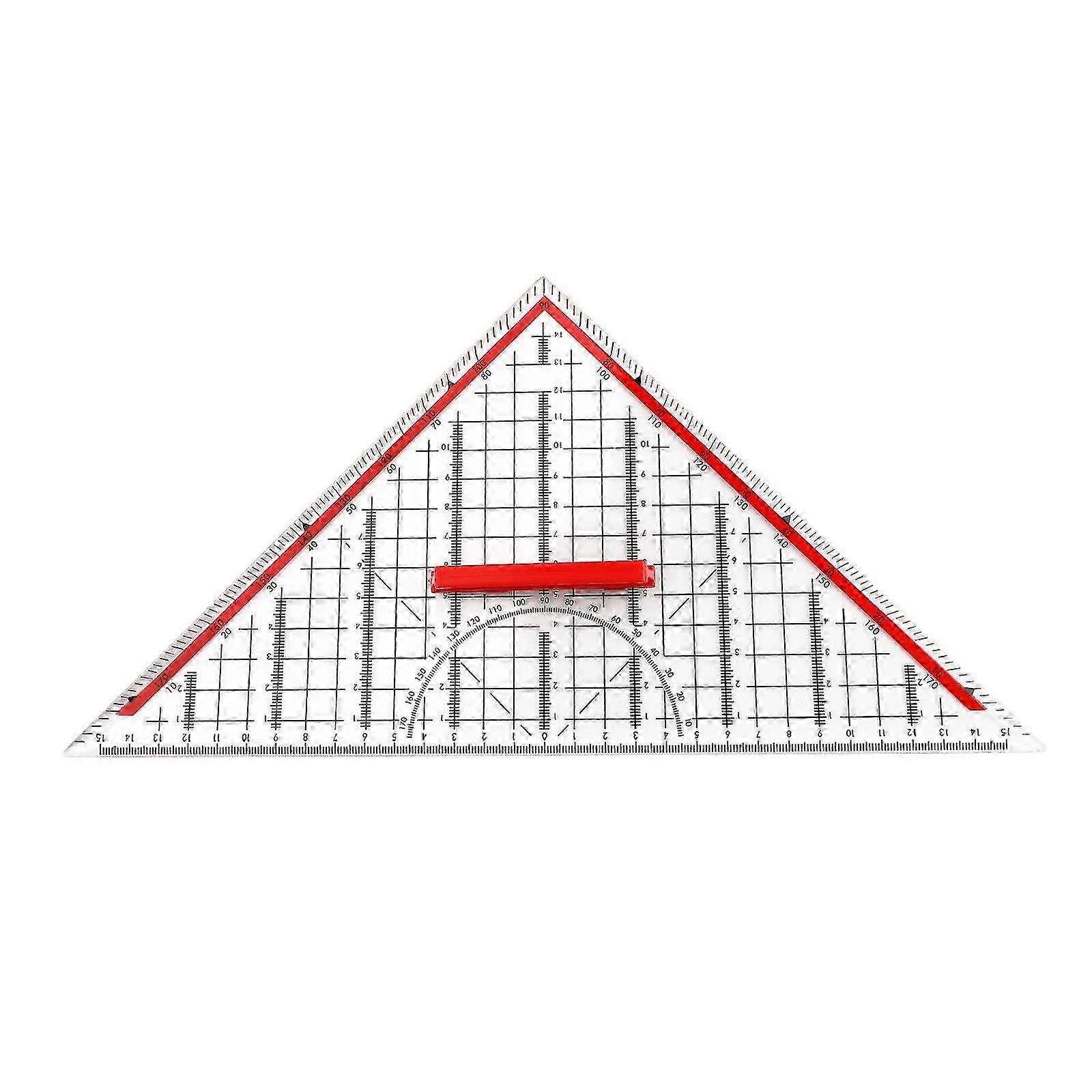 Triangular Geometric Ruler 15cm Detachable Handle Metric Scale Transparent Plastic for Drafting