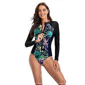 Long-Sleeve Rash Guard, UPF 50+, Tummy-Control Swimwear