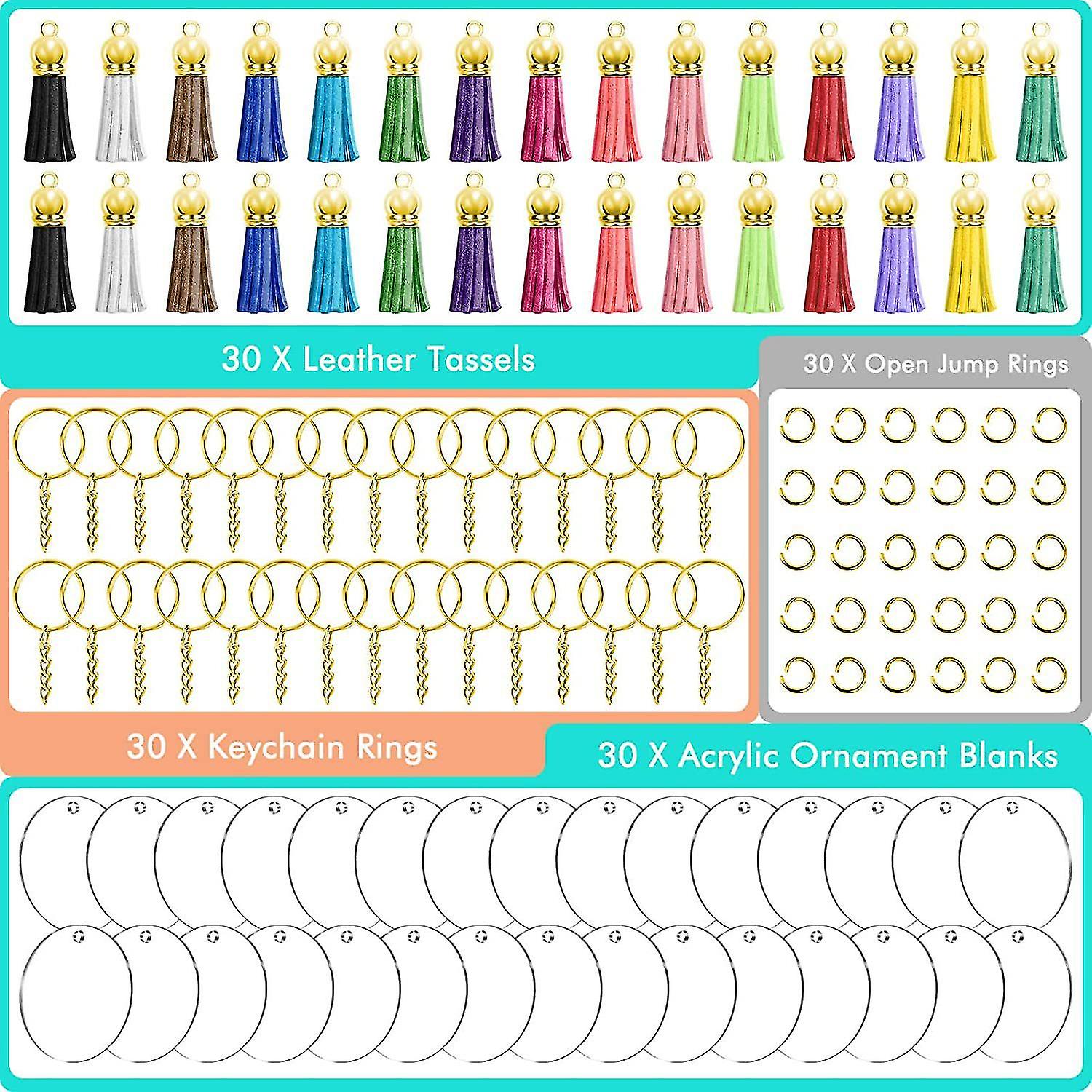 Pxcl Key Chain Rings With Chain And Jump Rings And Suede Tassels Screw Hooks Keyring Kits For Diy Making Key Ring Jewelry Gold 120 Pack