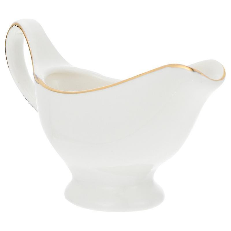 17X10x5cmホワイトプレートセラミッククリーマーピッチャーグレイビーソースボートキッチングレイビーソースコンテナ