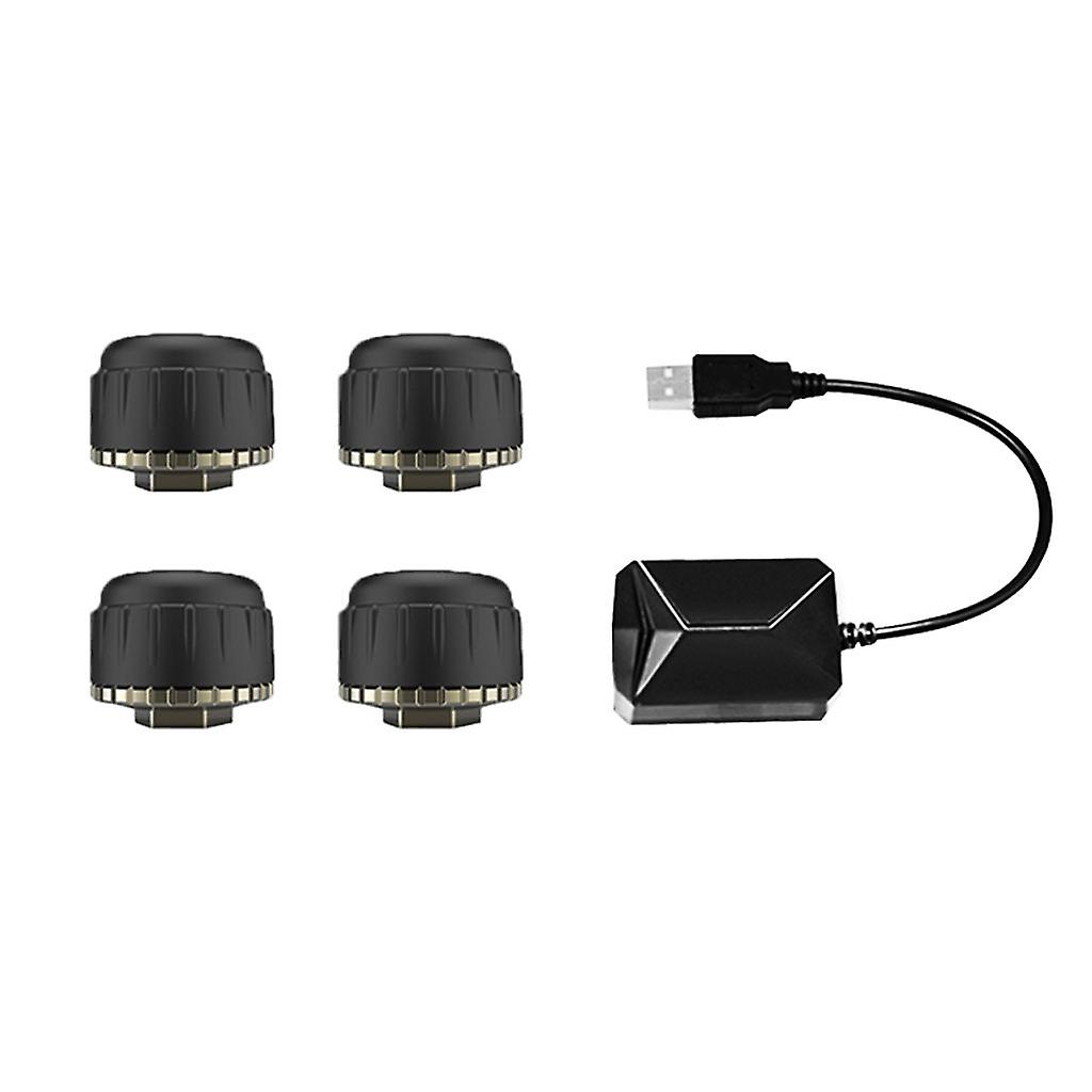 Usb2.0 Wireless Tpms Tire Pressure Monitor System W/ 4 External Sensors