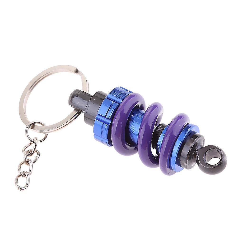 Universal Metal Motorcycle Shock Absorber Shape Key Chain Ring - Purple+Blue
