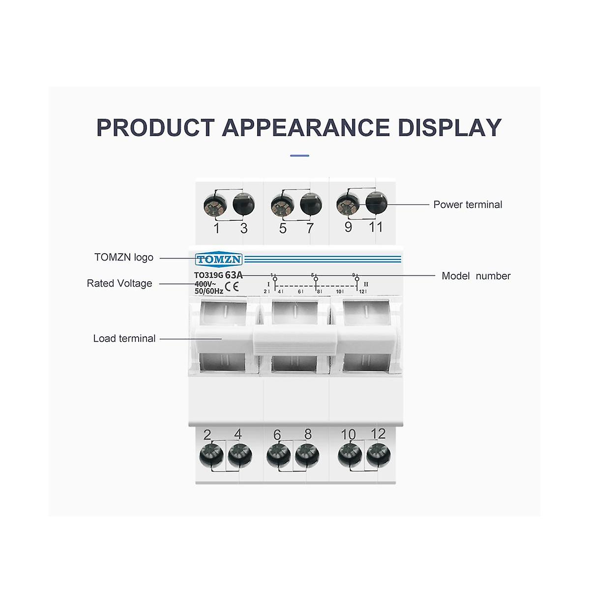 TO319G 3P 63A Manual Transfer Isolating Switch Interlock Circuit Breaker