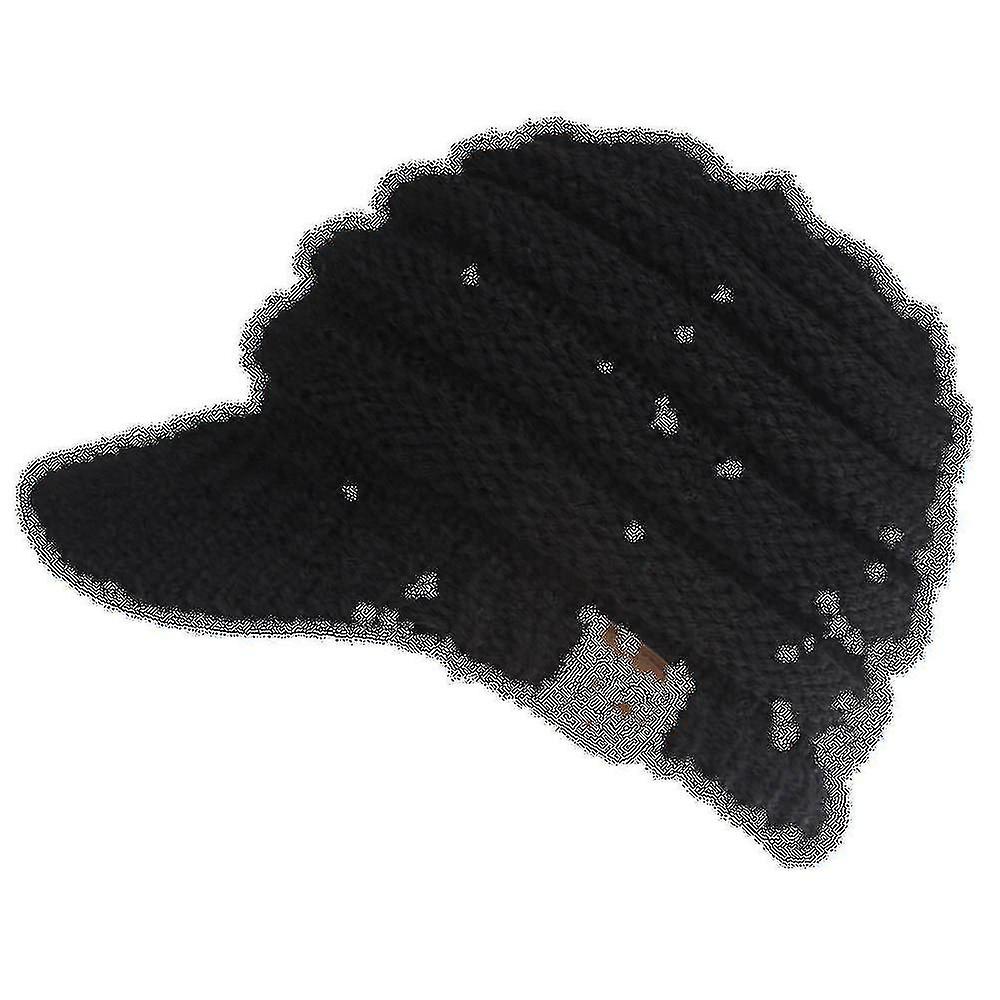 Beanie Tail Winter Warm Knit Messy High Bun Ponytail Hats Visor Beanie Cap