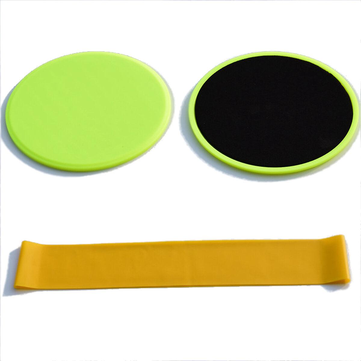 3Pcs Fitness Core Sliders & Resistance Bands Set - Anti-slip Gliding Pads For Yoga & Exercise