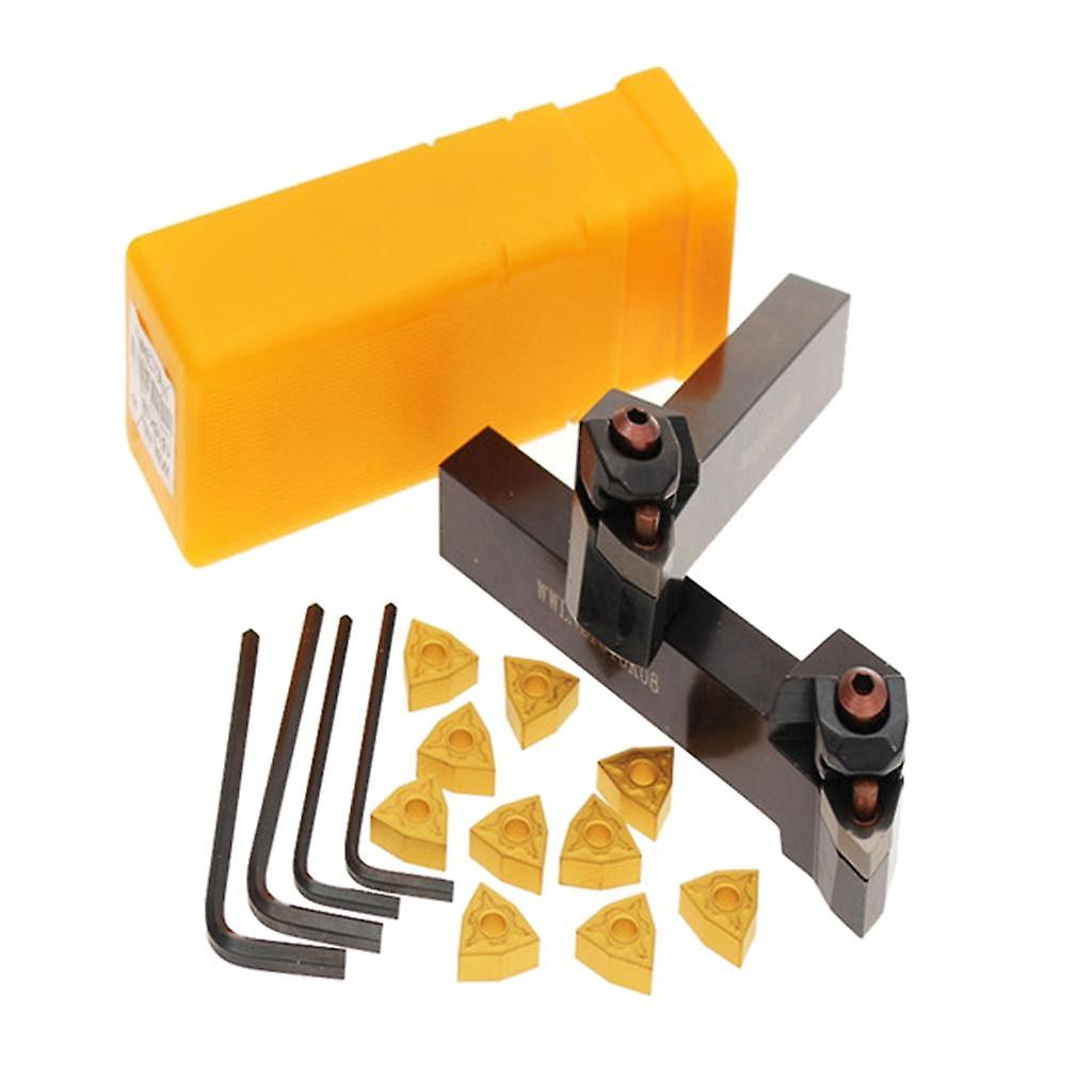 2xLathe Turning Tool Holder Right+Left 10xWNMG0804 Insert Blades Lathe Tool