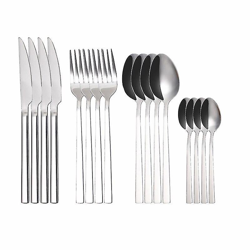 Home Nero Cucchiaio Acciaio inossidabile Set posate Forchette Coltelli Cucchiai Stoviglie Forchette luminose Stoviglie Da cucina Posate di lusso Set di posate