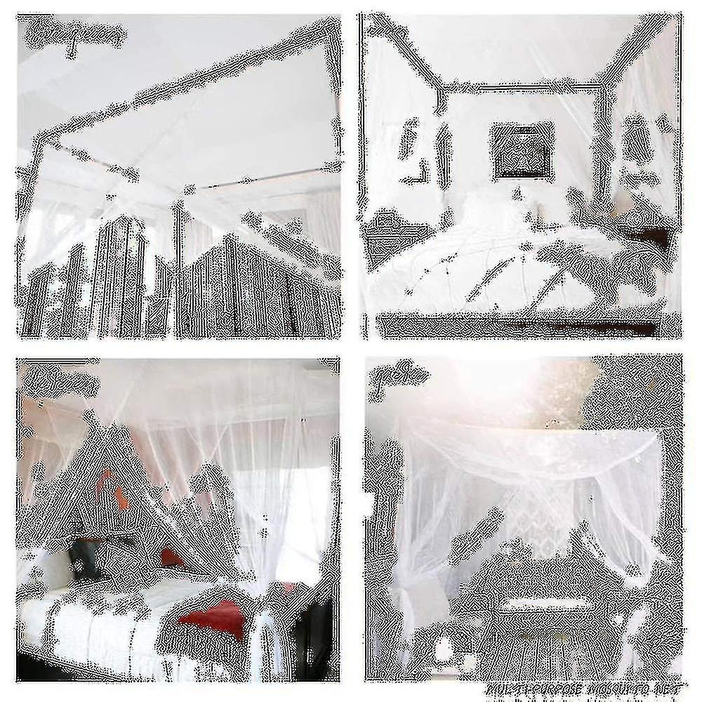 Bed Mosquito Net, Canopy - Four Door Mosquito Net, Fits Most Bed Sizes - White