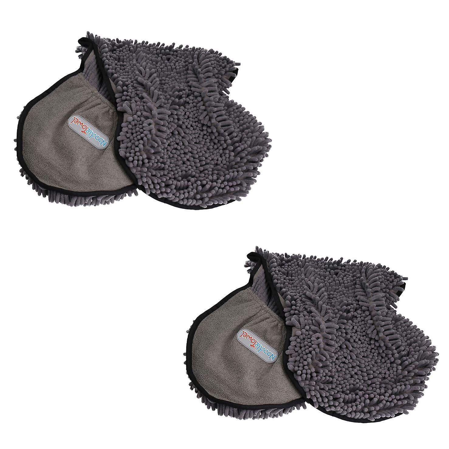 2 Super Absorbent Grey Microfiber Dog Cat Pet Noodle Towel Quick Drying