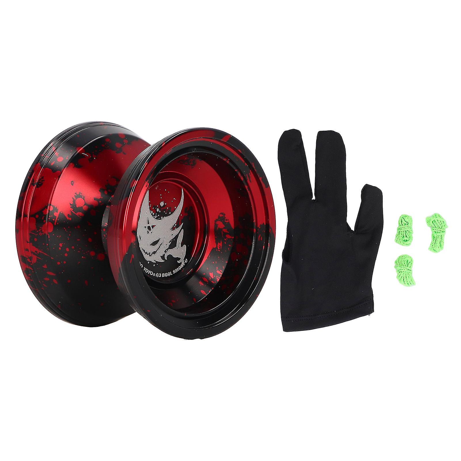 Yoyo Ball for Kids, Unresponsive Bearing, Stable Rotation, Alloy Yoyo Toy with Glove Rope, Reddish Black
