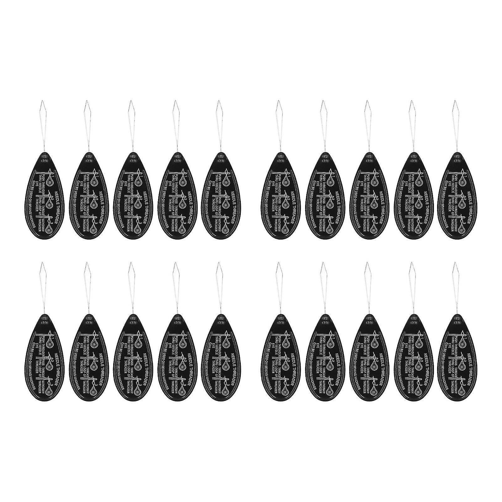 20 PCS Needle Threaders DIY Plastic Material Reliable Sturdy Portable Black Embroidery Needle Threader Tool for Household