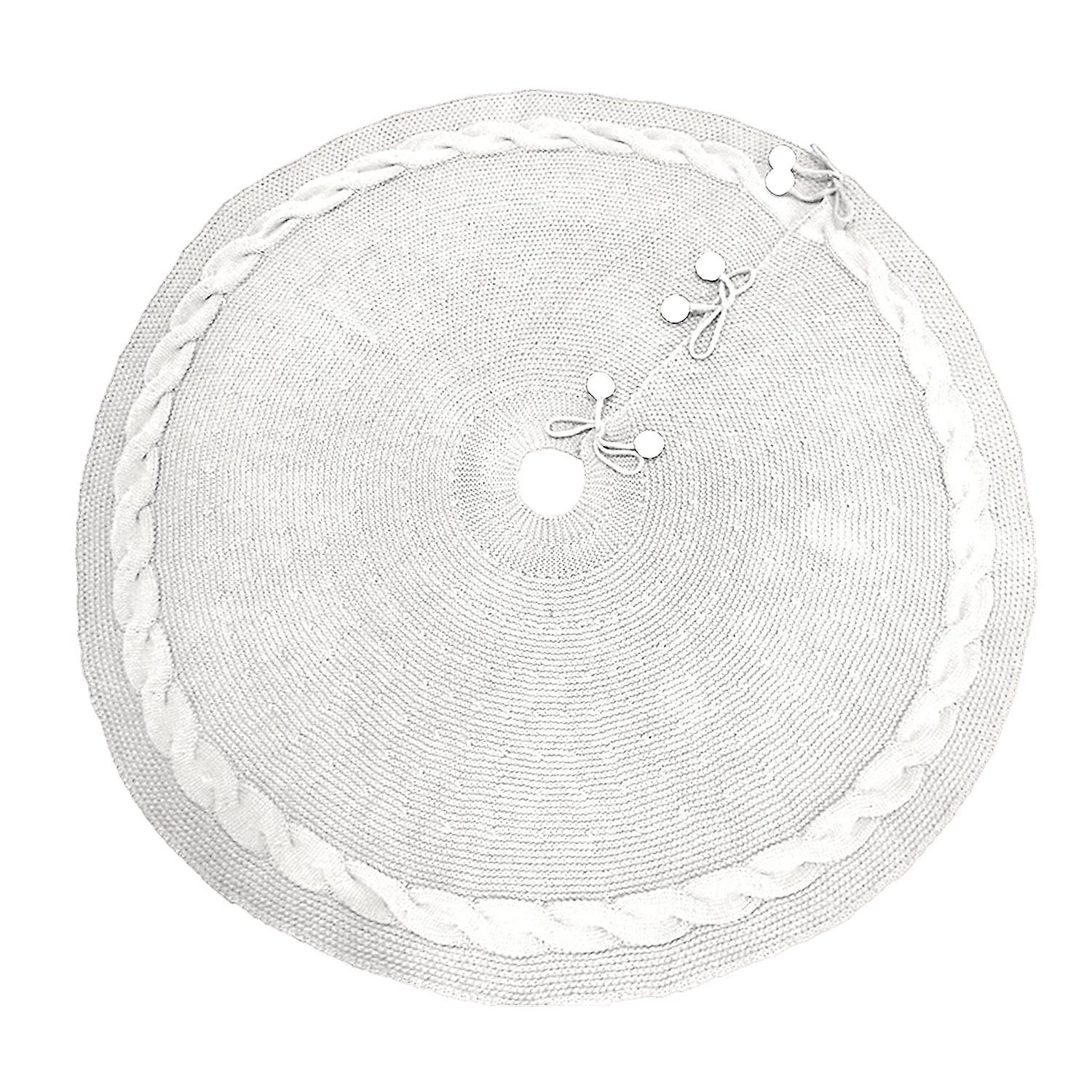 Christmas Tree Skirt Pure Color Knitted Red/White Thicker Soft Scene Layout Lace Up Party Decoration