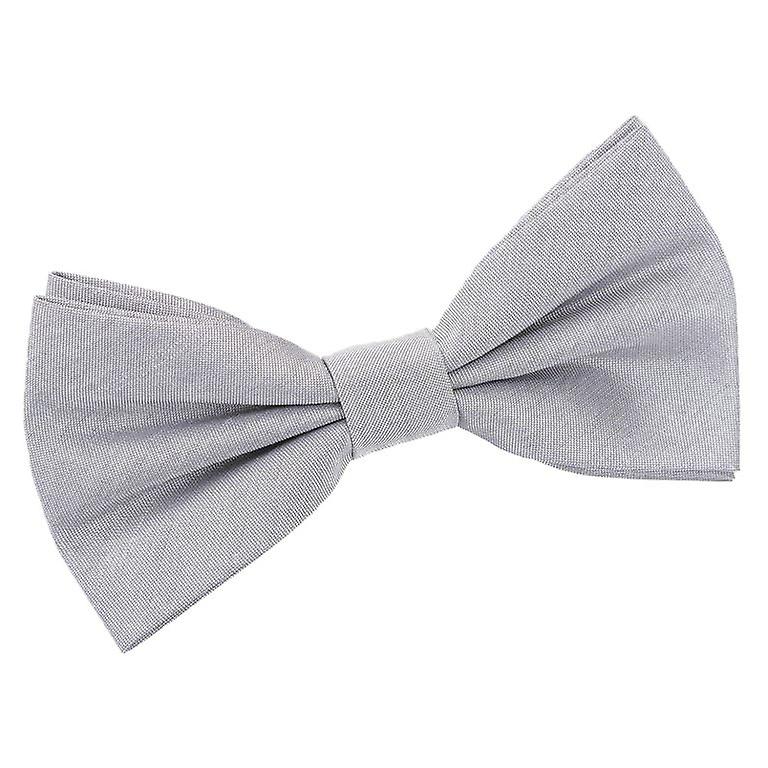 Silver Plain Shantung Pre-Tied Bow Tie