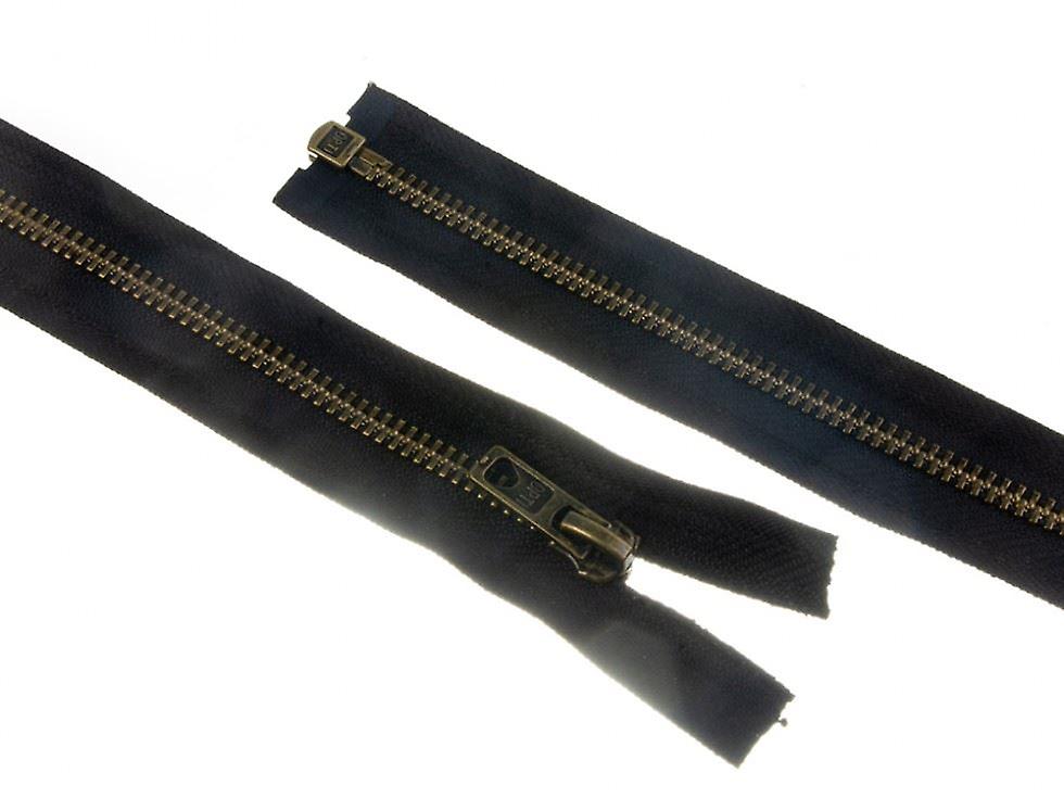 Opti Antique Metal Open End Zips Black - 75 cm - each