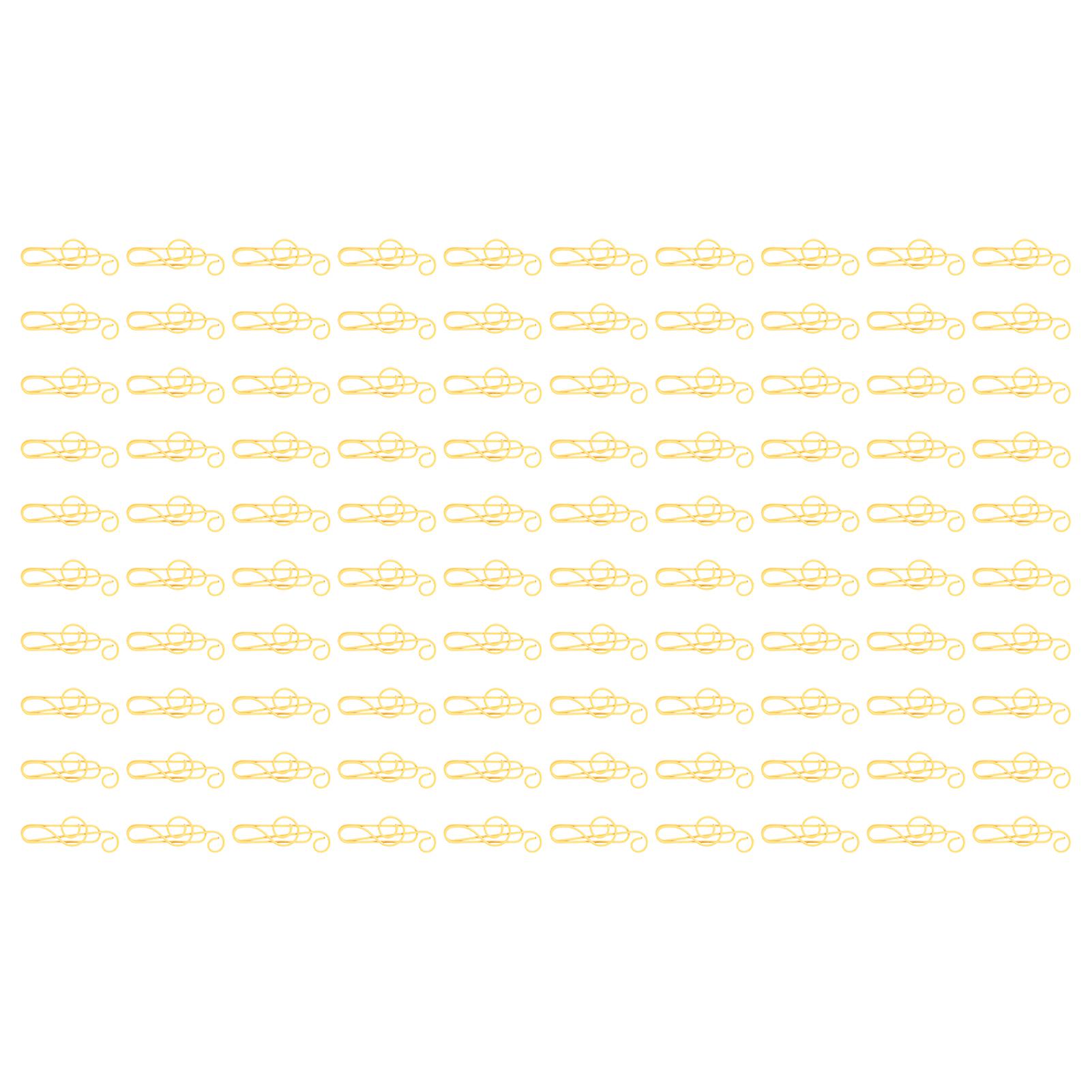 100 Pcs Music Note Paper Clips - Cute Wire Bookmarks for File Classification in Yellow