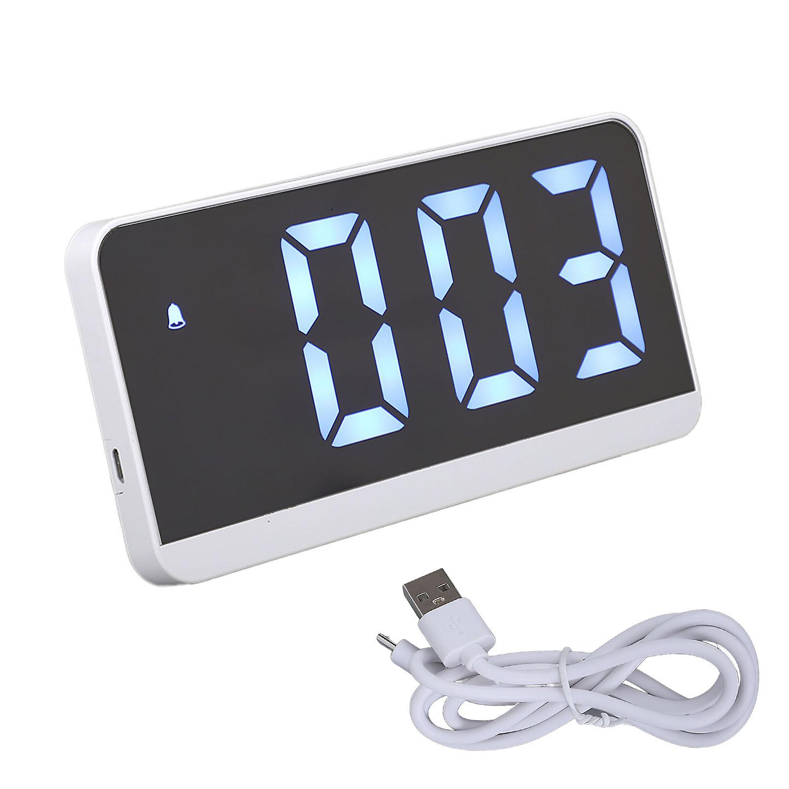Digital Alarm Clock Voice Control Brightness Adjustment LED Mirror Modern Electronic Desktop Clock