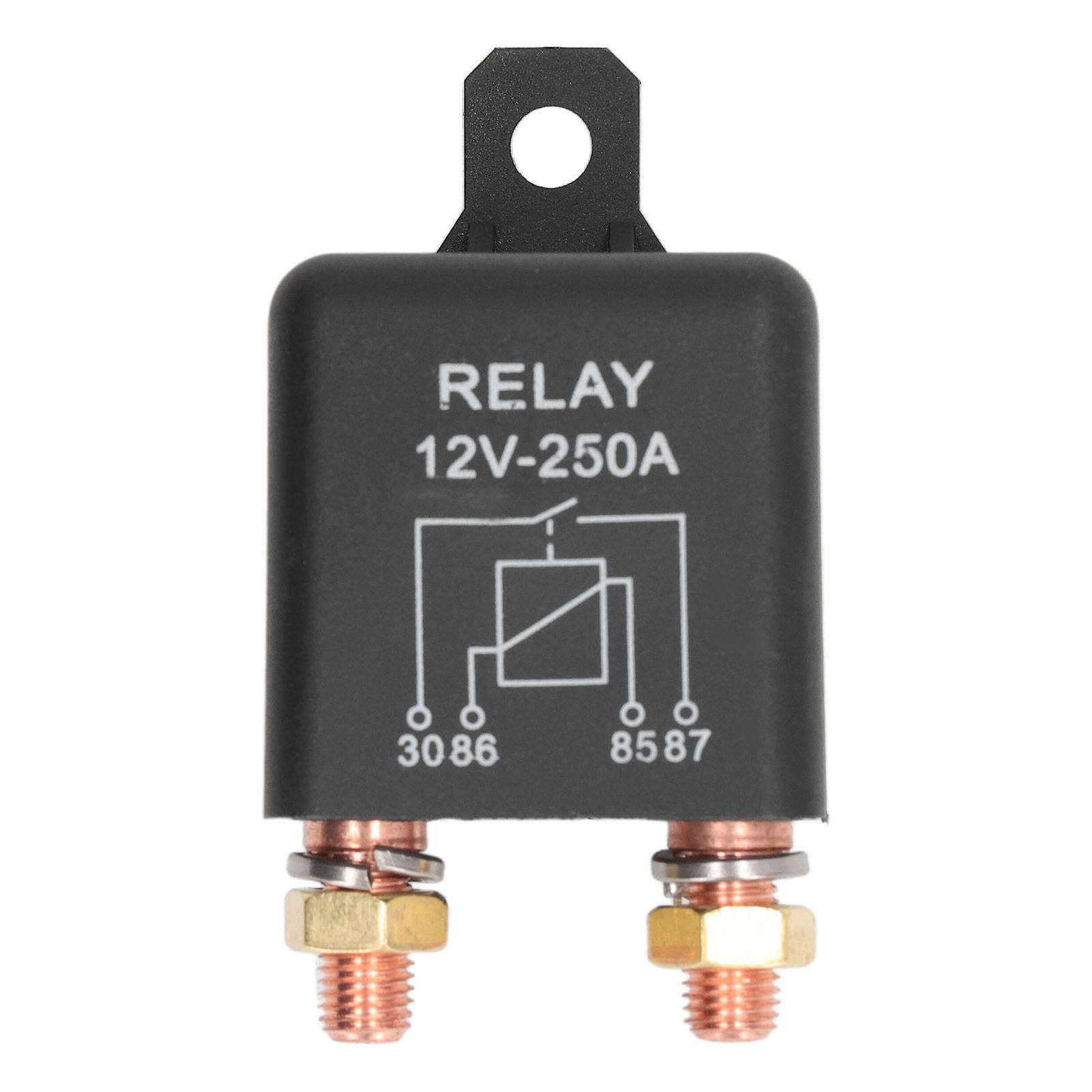 TICFOX Car Relay 4 Pin Car Starter Relay Normally Open Stainless Steel Brass Coil High Starting Power Car Start Relay Switch 250A 12V