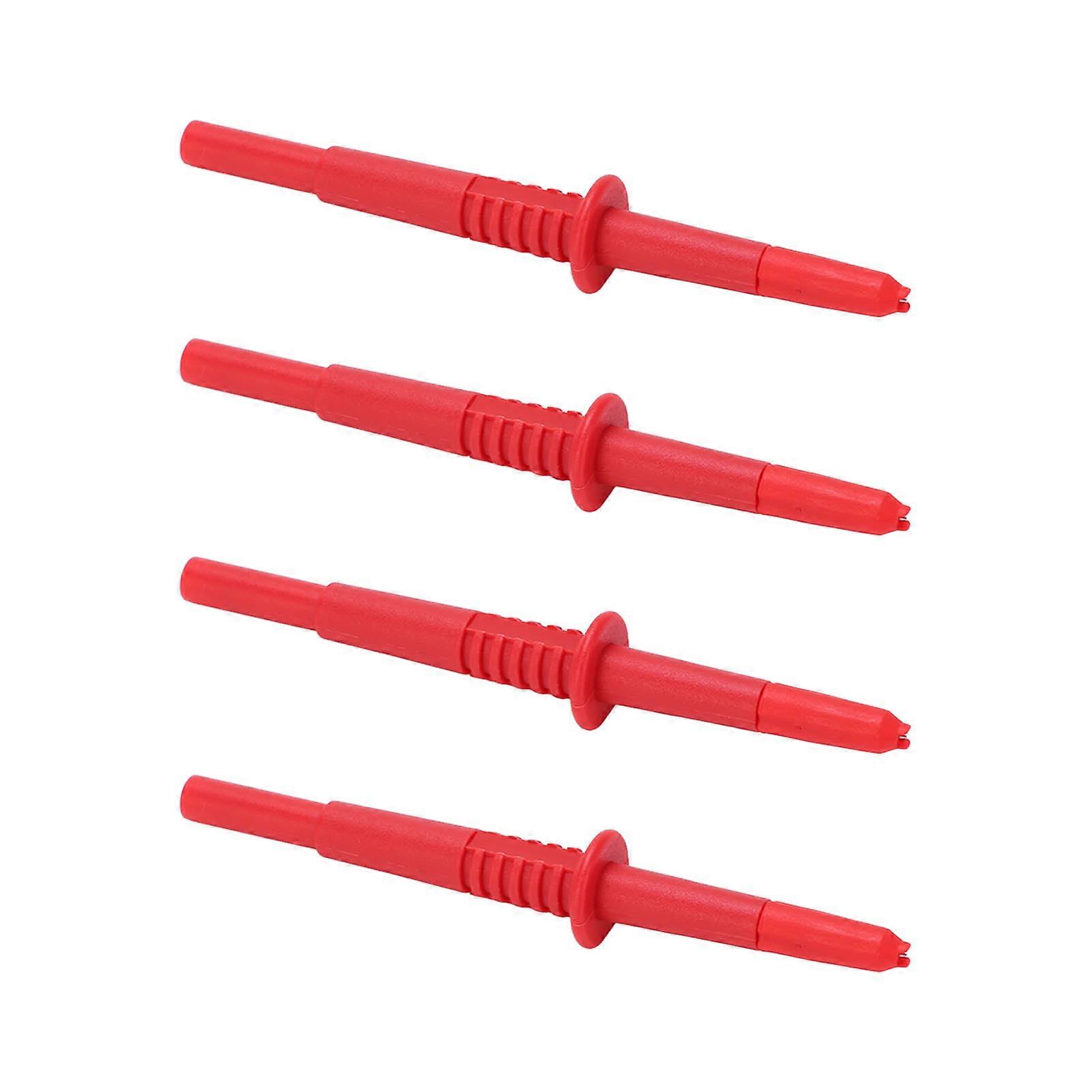 4Pcs Probe Pin 4mm Banana Socket Insulation Wire Piercing Probes for Electrical TestingRed