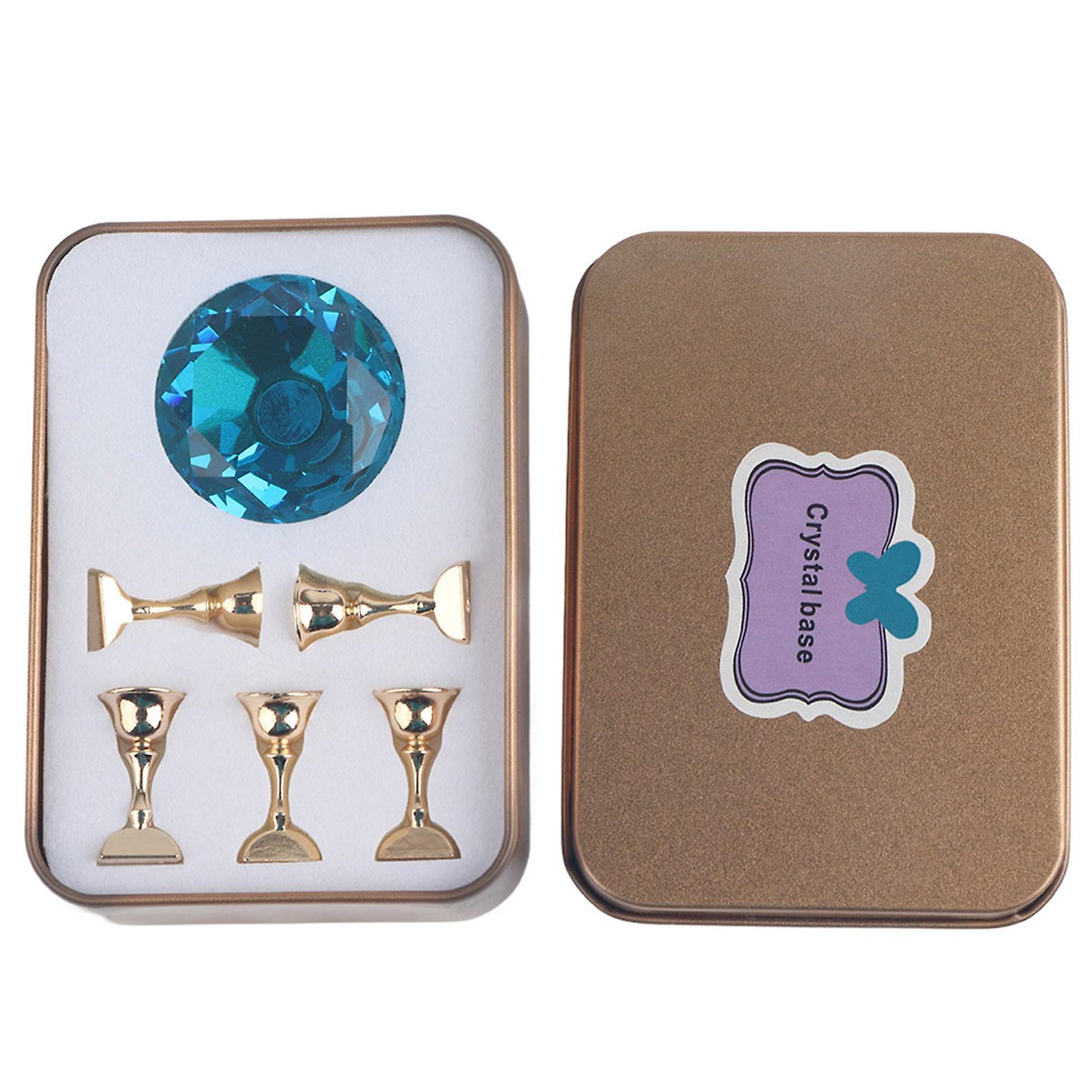 Magnetic Nail Tip Practice Stand Base Crystal Alloy Holder Nail Art Display Stand Blue