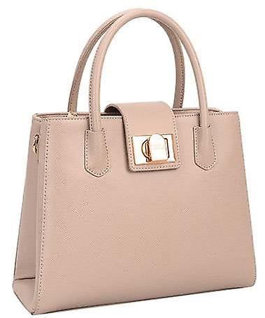 David Jones Tab Over Formal Tote Bag - Apricot Pink