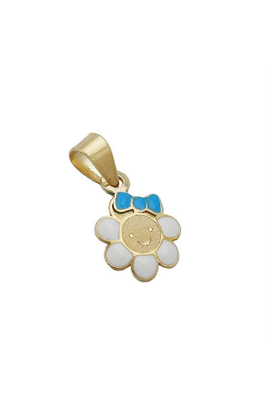 Pendant Flower Blue/white 9k Gold - Gl431024
